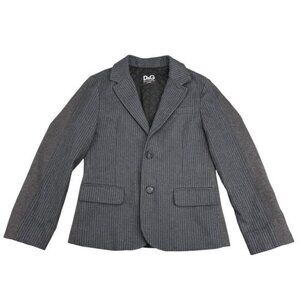 DOLCE & GABBANA Junior Cotton 2 Button Pinstripe Blazer Sz 7/8 Grey